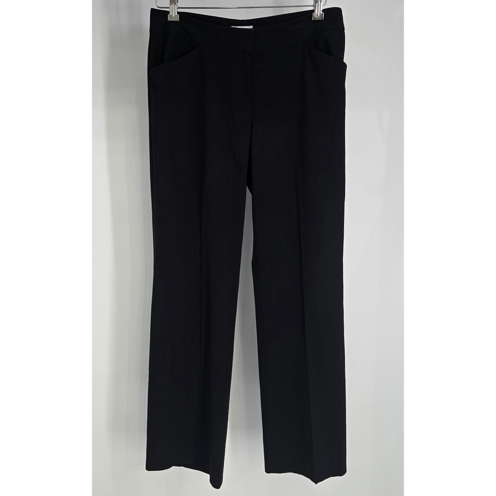 Tahari Womens Pants Black Size 6 Solid Flat Front Zip Hook Button‎ Side Pockets